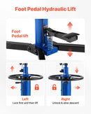 VEVOR hidrauliskais transmisijas domkrats, celtspēja 750 kg, teleskopisks transmisijas pacēlājs ar kājas pedāli un 360° grozāmiem riteņiem, pacelšanas augstums 88–176 cm, paredzēts garāžām un autoservisiem