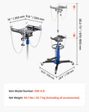 VEVOR hidrauliskais transmisijas domkrats, celtspēja 750 kg, teleskopisks transmisijas pacēlājs ar kājas pedāli un 360° grozāmiem riteņiem, pacelšanas augstums 88–176 cm, paredzēts garāžām un autoservisiem