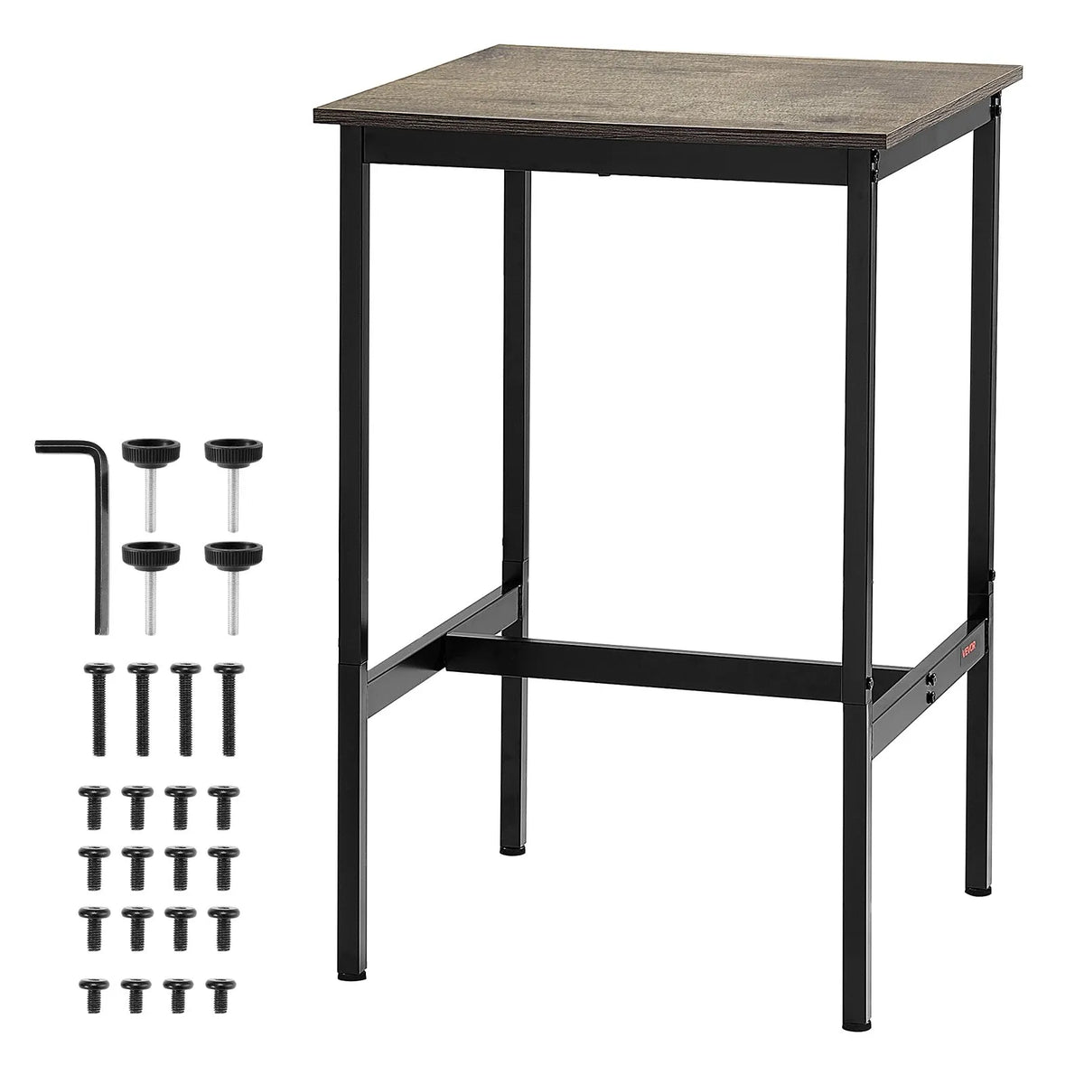 VEVOR High Bar Table with Metal Frame, 60×60×91 cm, Suitable for Kitchen, Living Room, Café or Parties, Retro Brown and Black Colour