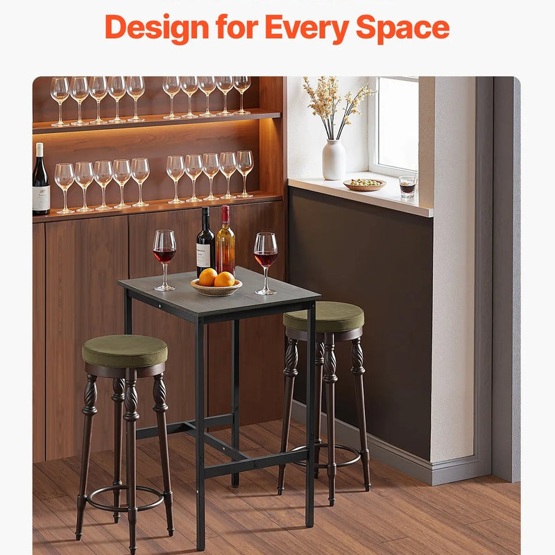 VEVOR augsts bāra galds ar metāla rāmi, 60×60×91 cm, piemērots virtuvei, viesistabai, kafejnīcai vai ballītēm, retro brūnā un melnā krāsā
