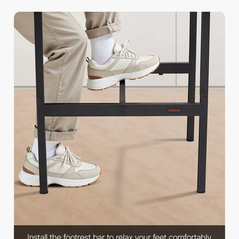 VEVOR augsts bāra galds ar metāla rāmi, 60×60×91 cm, piemērots virtuvei, viesistabai, kafejnīcai vai ballītēm, retro brūnā un melnā krāsā