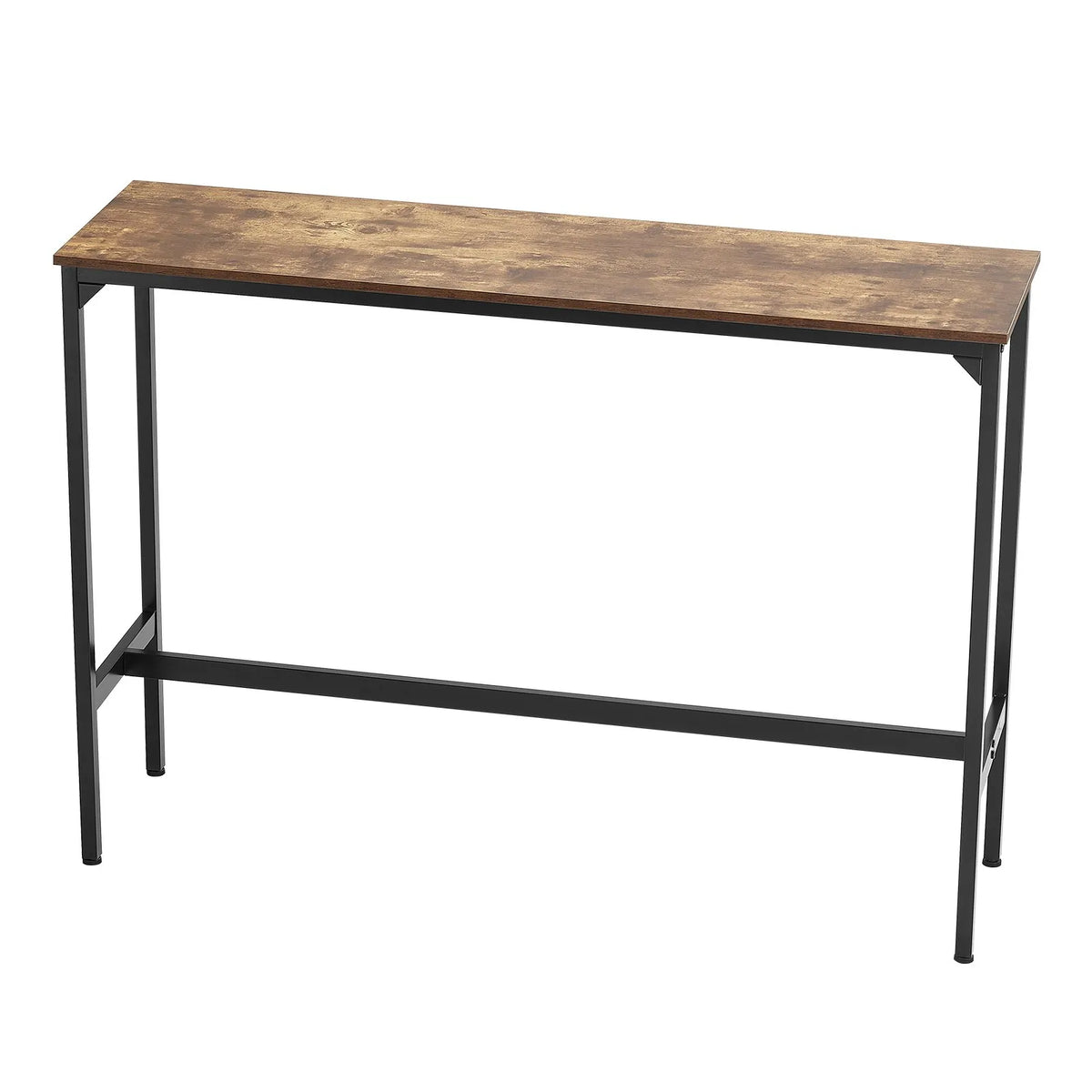 VEVOR High Bar Table with Metal Frame, 140×38×99 cm, Narrow and Long Table for Kitchen, Dining Area or Cocktail Zone, Easy to Fold, Retro Brown and Black Colour