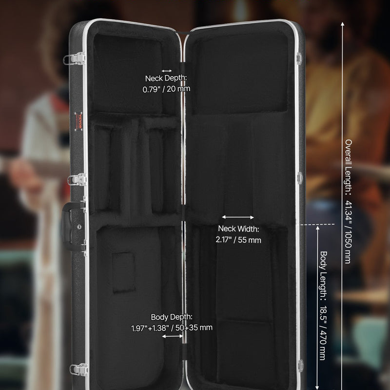 VEVOR elektriskās ģitāras cietais futrālis 1050 mm ar slēdzeni un atslēgām