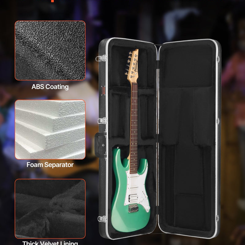 VEVOR elektriskās ģitāras cietais futrālis 1050 mm ar slēdzeni un atslēgām