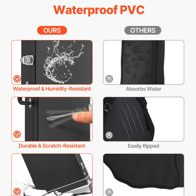 VEVOR basa ģitāras cietais koferis, 122 cm, ūdensizturīgs, ar slēdzeni un atslēgu, piemērots basa ģitārai