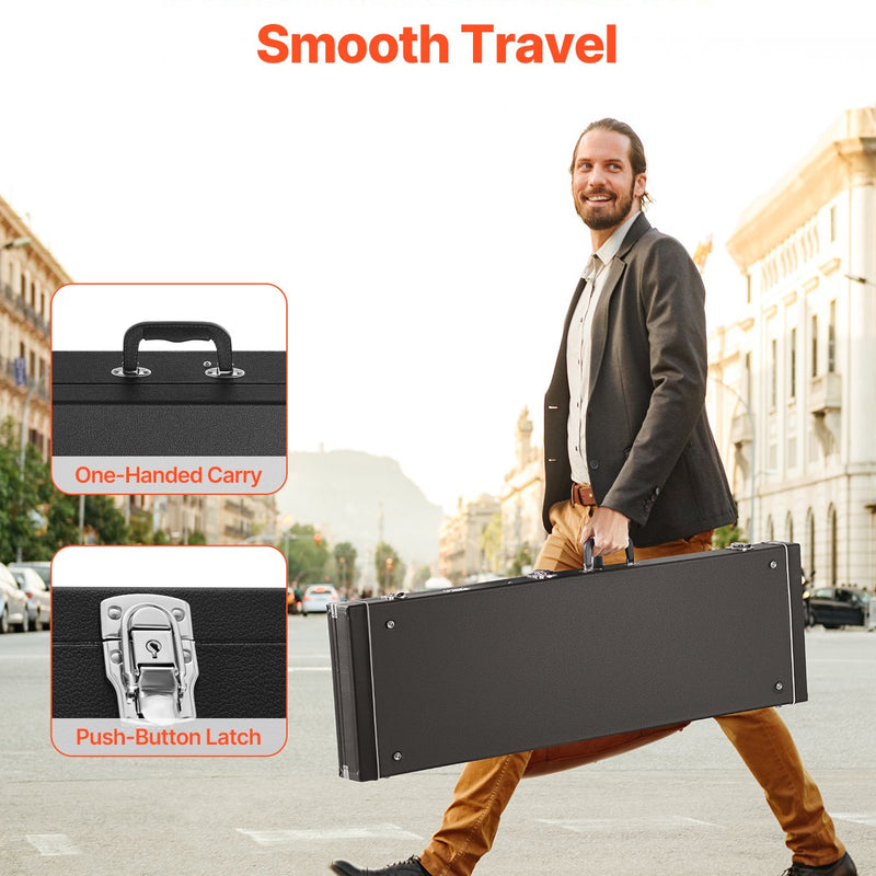VEVOR basa ģitāras cietais koferis, 122 cm, ūdensizturīgs, ar slēdzeni un atslēgu, piemērots basa ģitārai