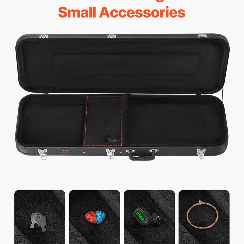 VEVOR basa ģitāras cietais koferis, 122 cm, ūdensizturīgs, ar slēdzeni un atslēgu, piemērots basa ģitārai