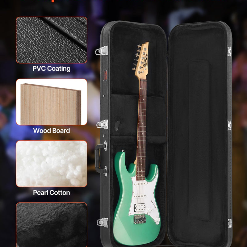 VEVOR elektriskās ģitāras cietā kaste 1095 mm ar slēdzeni un atslēgu, piemērota elektriskajai ģitārai