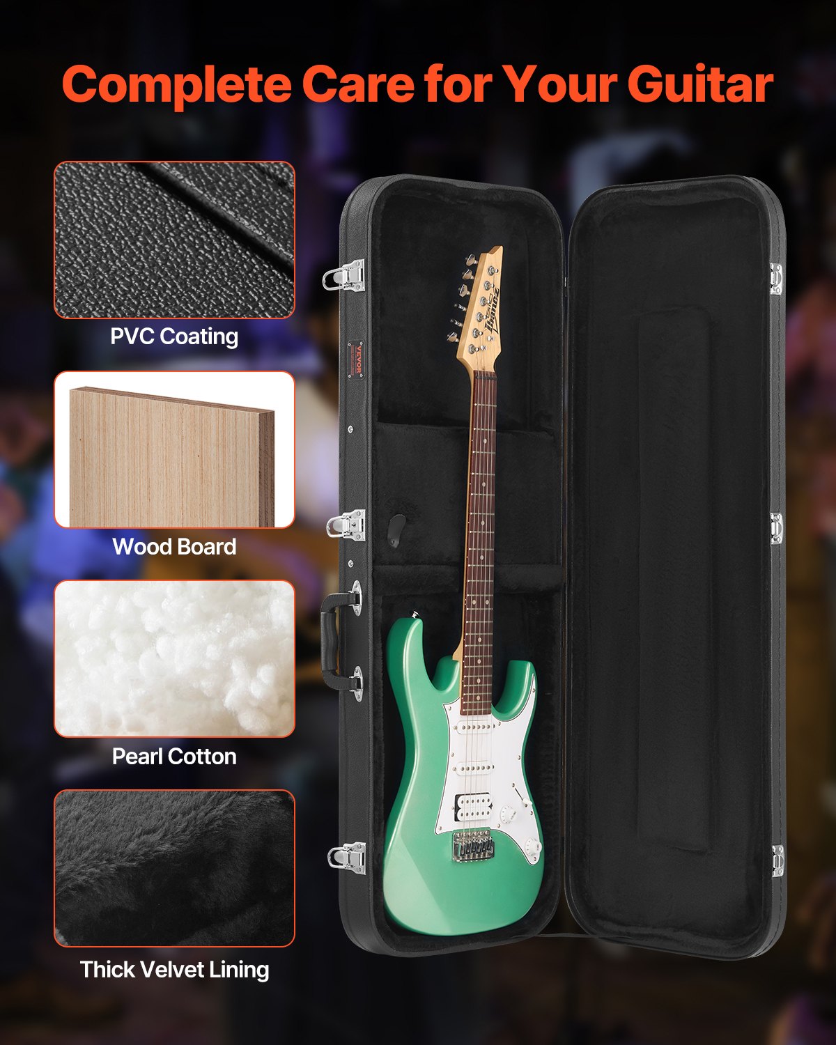 VEVOR Electric Guitar Hard Case 1095 mm with Lock and Key