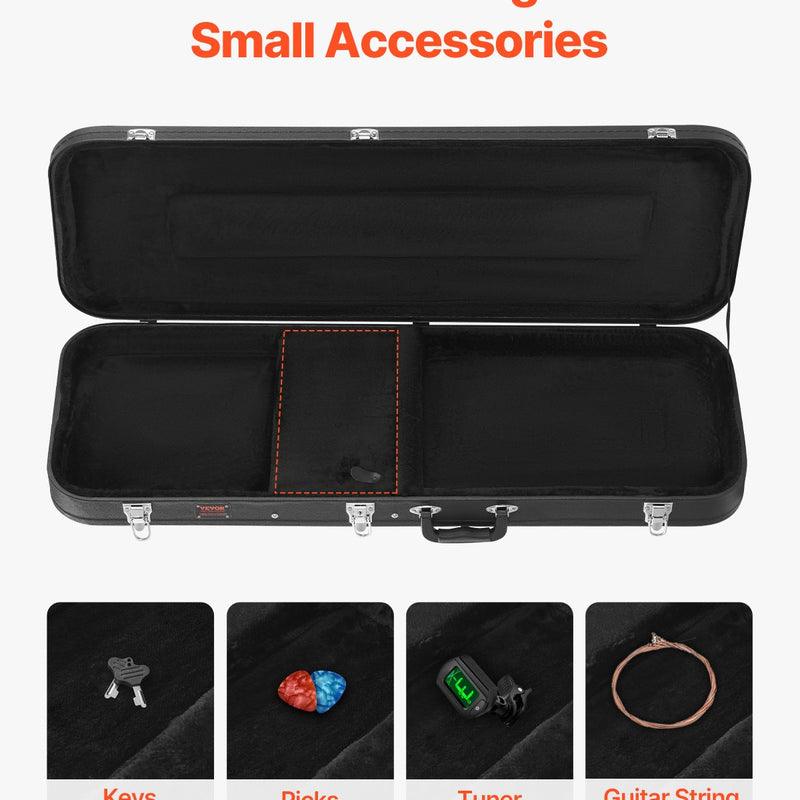 VEVOR elektriskās ģitāras cietā kaste 1095 mm ar slēdzeni un atslēgu, piemērota elektriskajai ģitārai