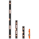 VEVOR 4 gabalu magnētisko torpēdas līmeņrāžu komplekts 1220/610/406/254 mm ar fluorescējošiem burbuļlīmeņiem, 45°/90°/180° lineālu, alumīnija sakausējuma līmeņošanas instrumentiem ar collu un metrisko skalu - ZEMLETES.LV