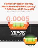 VEVOR 4 gabalu magnētisko torpēdas līmeņrāžu komplekts 1220/610/406/254 mm ar fluorescējošiem burbuļlīmeņiem, 45°/90°/180° lineālu, alumīnija sakausējuma līmeņošanas instrumentiem ar collu un metrisko skalu - ZEMLETES.LV