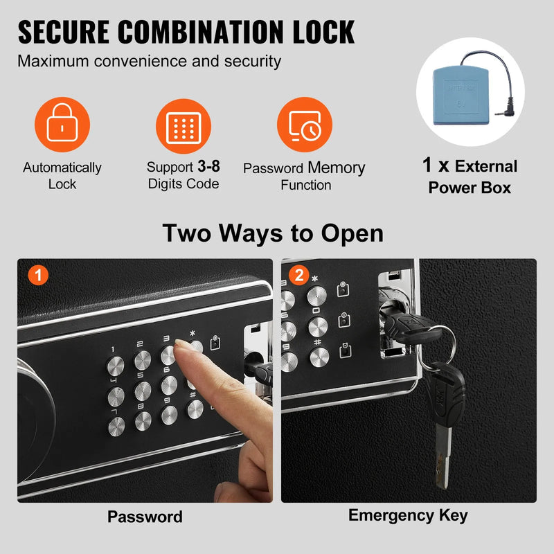 VEVOR ieroču seifs 8–10 šautenēm, šauteņu seifs ar mehānisko un digitālo tastatūras slēdzeni, ātrās piekļuves augstais ieroču skapis ar noņemamu plauktu, ieroču skapis mājas apstākļos šautenēm un bises tipa ieročiem