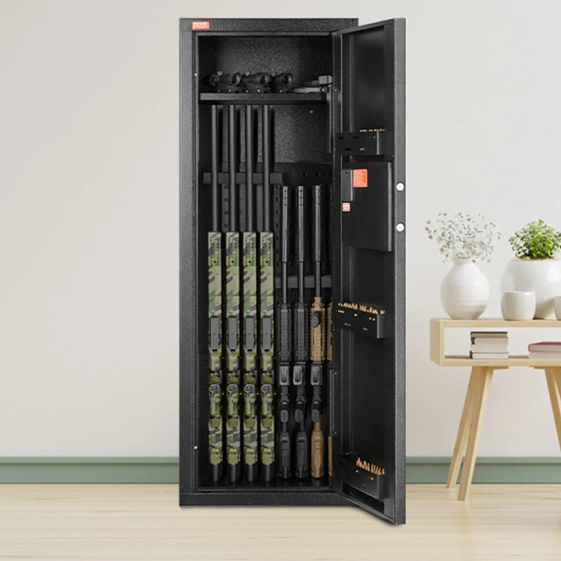 VEVOR seifs 6–8 šaujamieročiem ar atslēgu un digitālo tastatūru, ātras piekļuves augsts ieroču skapis ar noņemamu plauktu šautenēm un bises uzglabāšanai