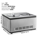 VEVOR 2 L Automātiskā Saldējuma Mašīna Jogurtam un Gelato, Elektriskā, Sudraba