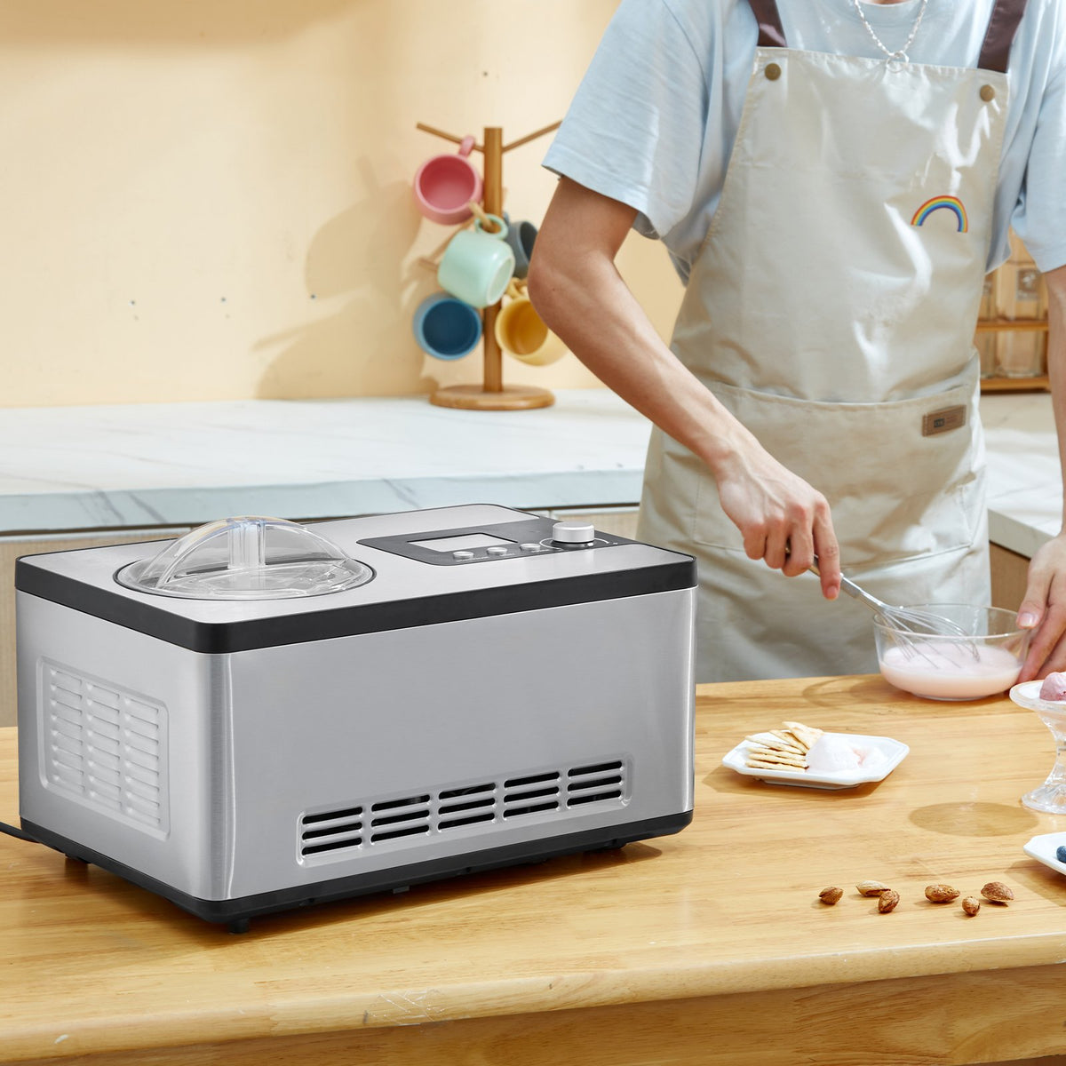 VEVOR Automatic Ice Cream Machine 2 L for Yogurt and Gelato, Electric, Silver