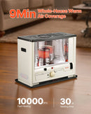 10 000 BTU iekštelpu un āra petrolejas sildītājs ar automātisku izslēgšanos, regulējamu liesmu un apgāšanās aizsardzību, pārnēsājams sildītājs mājai, garāžai, pagrabam, kempingam, darbnīcai un ārkārtas situācijām, melns