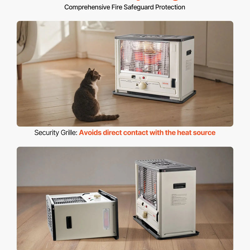 10 000 BTU iekštelpu un āra petrolejas sildītājs ar automātisku izslēgšanos, regulējamu liesmu un apgāšanās aizsardzību, pārnēsājams sildītājs mājai, garāžai, pagrabam, kempingam, darbnīcai un ārkārtas situācijām, melns