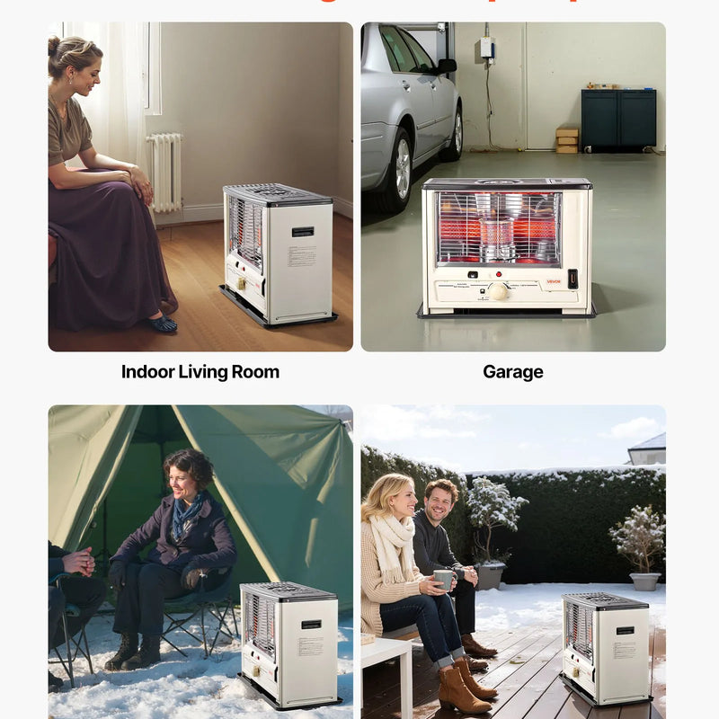 10 000 BTU iekštelpu un āra petrolejas sildītājs ar automātisku izslēgšanos, regulējamu liesmu un apgāšanās aizsardzību, pārnēsājams sildītājs mājai, garāžai, pagrabam, kempingam, darbnīcai un ārkārtas situācijām, melns