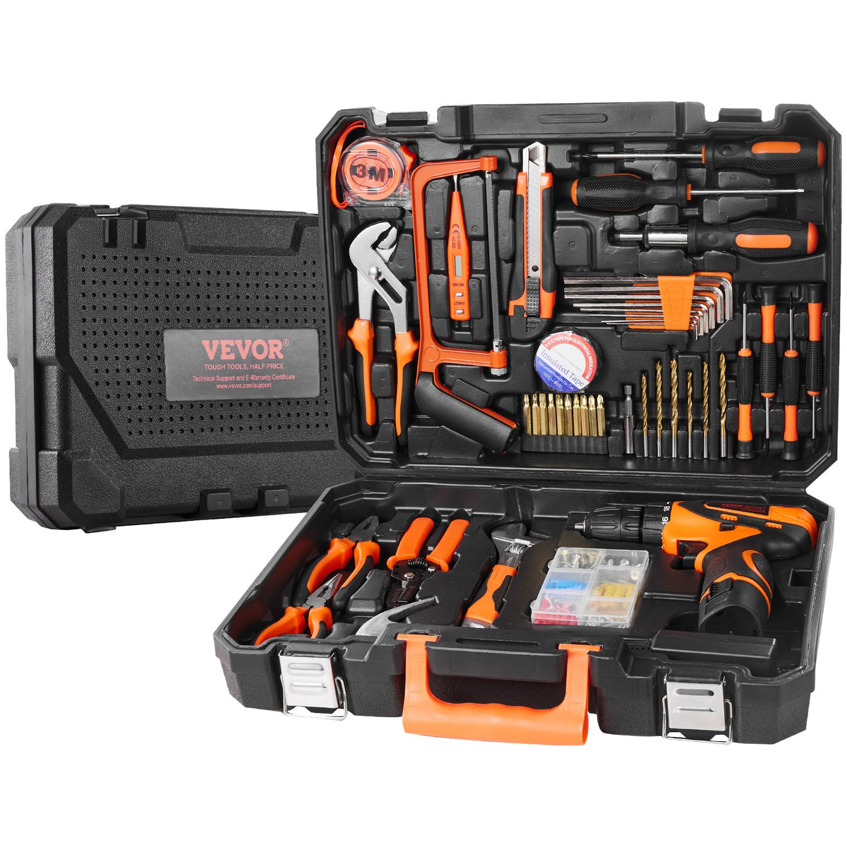 VEVOR Tool Set, 146 Pieces, Household Hand Tools with Electric Drill and Tool Box