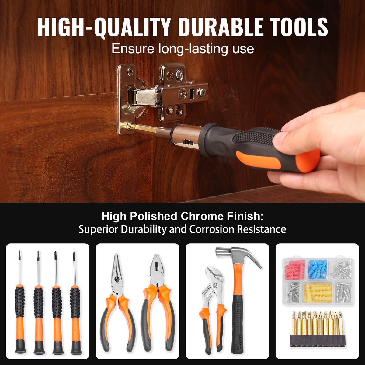 VEVOR Tool Set, 146 Pieces, Household Hand Tools with Electric Drill and Tool Box