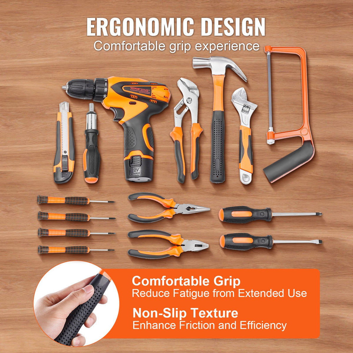 VEVOR Tool Set, 146 Pieces, Household Hand Tools with Electric Drill and Tool Box