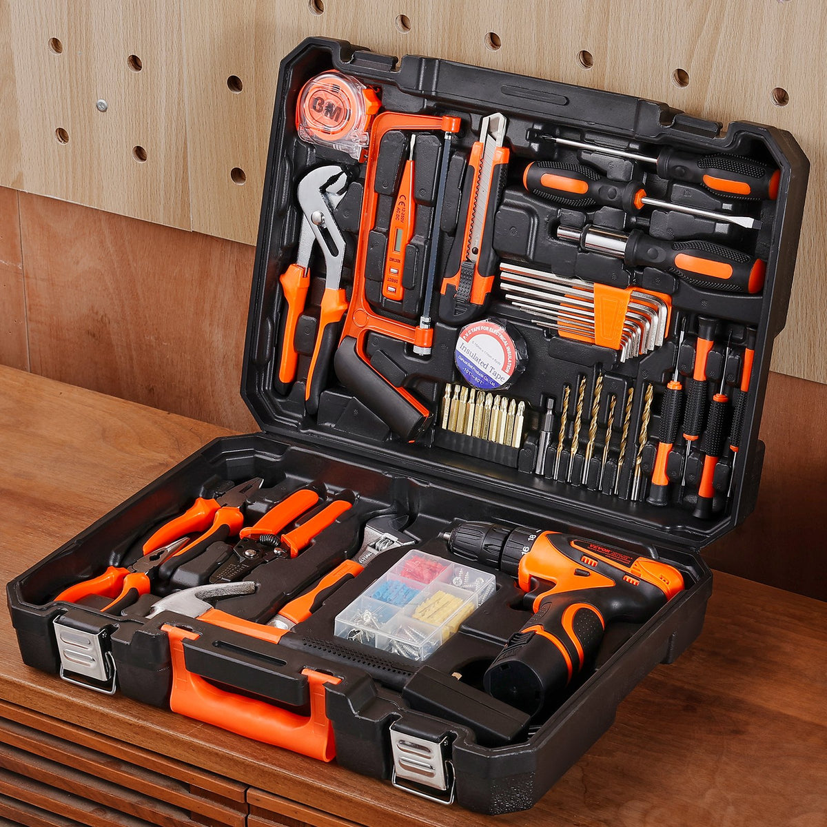 VEVOR Tool Set, 146 Pieces, Household Hand Tools with Electric Drill and Tool Box