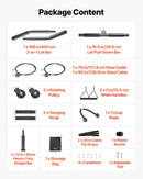 VEVOR trenažiera troses skriemeļu sistēma, 2 gab. LAT vilkšanas un pacelšanas skriemeļu komplekts ar divām tērauda trosēm, īso stieni un dubultajiem rokturiem, spēka treniņu kabelis bicepsam, pleciem un mugurai, slodze līdz 150 kg