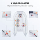 VEVOR 4-personu Piepūšamā Laiva ar Jūras Koka Grīdu un Alumīnija Airiem, 453,6 kg, ar Gaisa Sūkni un Pārnēsājamo Somu