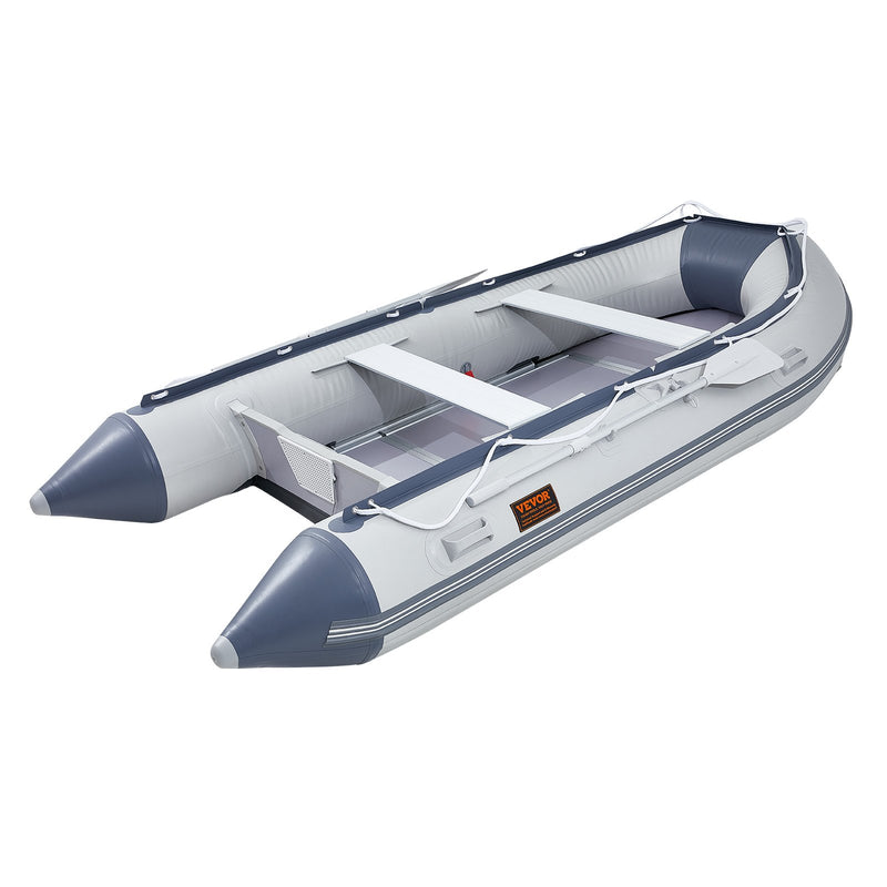 VEVOR 6-personu Piepūšamā Laiva ar Jūras Koka Grīdu un Alumīnija Airiem, 680 kg, ar Gaisa Sūkni un Pārnēsājamo Somu