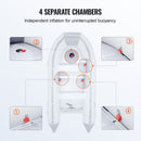 VEVOR 6-personu Piepūšamā Laiva ar Jūras Koka Grīdu un Alumīnija Airiem, 680 kg, ar Gaisa Sūkni un Pārnēsājamo Somu