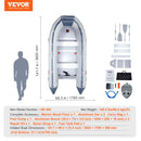 VEVOR 6-personu Piepūšamā Laiva ar Jūras Koka Grīdu un Alumīnija Airiem, 680 kg, ar Gaisa Sūkni un Pārnēsājamo Somu