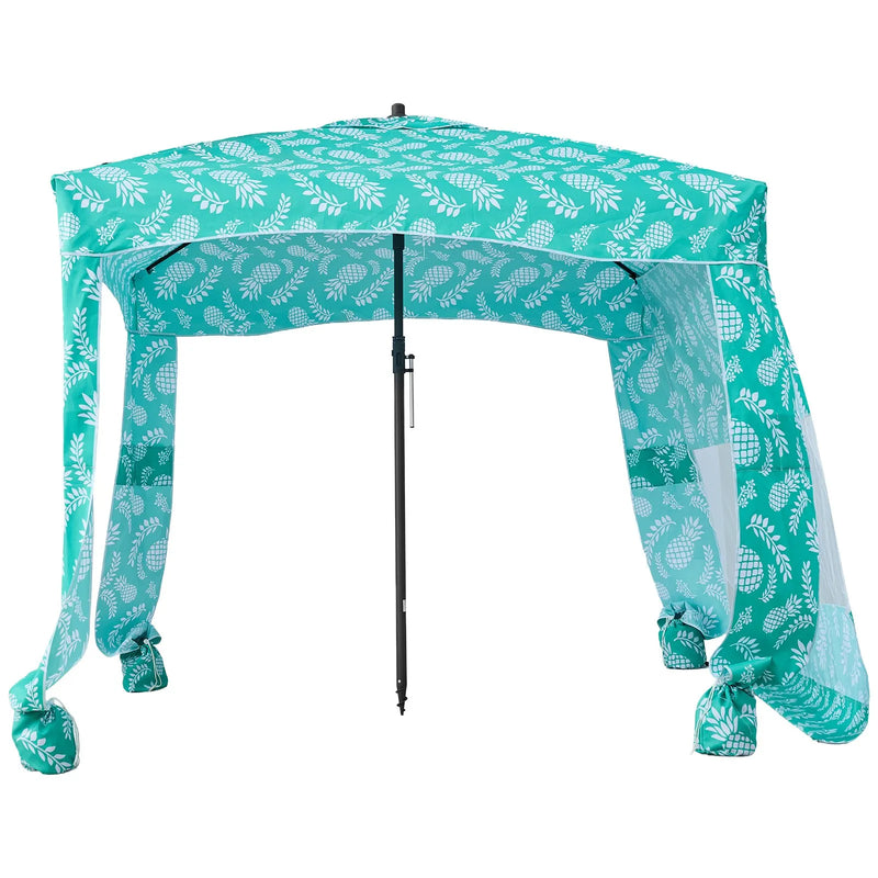 VEVOR pludmales kabāna, 1,83 × 1,83 m pludmales nojume ar sānu sienu, UPF 50+ aizsardzība, viegli uzstādamā kabānas telts ar smilšu kabatām, liela pārnēsājama saules aizsargu patversme āra lietošanai visai ģimenei un draugiem.