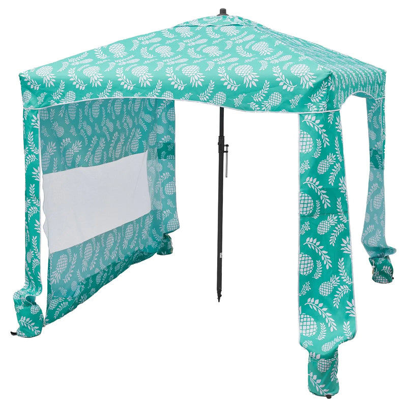 VEVOR pludmales kabāna, 1,83 × 1,83 m pludmales nojume ar sānu sienu, UPF 50+ aizsardzība, viegli uzstādamā kabānas telts ar smilšu kabatām, liela pārnēsājama saules aizsargu patversme āra lietošanai visai ģimenei un draugiem.