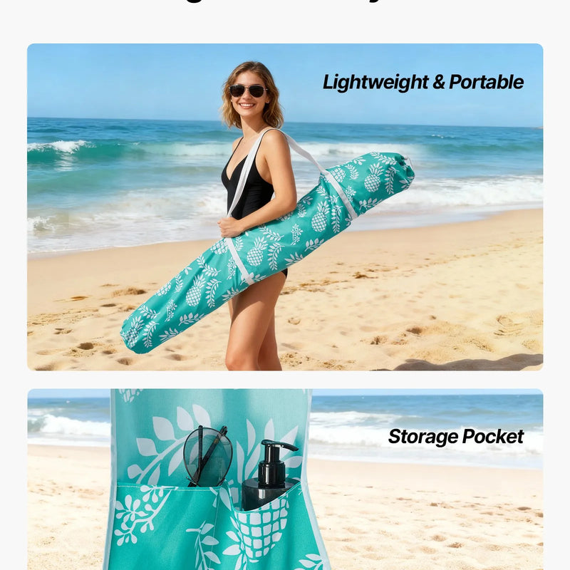 VEVOR pludmales kabāna, 1,83 × 1,83 m pludmales nojume ar sānu sienu, UPF 50+ aizsardzība, viegli uzstādamā kabānas telts ar smilšu kabatām, liela pārnēsājama saules aizsargu patversme āra lietošanai visai ģimenei un draugiem.