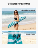 VEVOR pludmales kabīne 1,83 × 1,83 m ar sānu sienu, UPF 50+ aizsardzība, viegli uzstādāma pludmales nojume ar smilšu kabatām, pārnēsājama saulessarga tipa ēnas telts ģimenei un draugiem, zaļas svītras