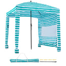 VEVOR pludmales kabīne 1,83 × 1,83 m ar sānu sienu, UPF 50+ aizsardzība, viegli uzstādāma pludmales nojume ar smilšu kabatām, pārnēsājama saulessarga tipa ēnas telts ģimenei un draugiem, zaļas svītras