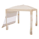 VEVOR pludmales kabana, 2,4 × 2,4 m pludmales nojume ar sānu sienu, UPF 50+ aizsardzība, viegli uzstādāma kabana telts ar smilšu kabatām, regulējams augstums, pārnēsājama saules aizsardzības nojume visai ģimenei un draugiem