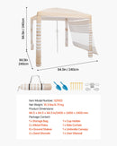 VEVOR pludmales kabana, 2,4 × 2,4 m pludmales nojume ar sānu sienu, UPF 50+ aizsardzība, viegli uzstādāma kabana telts ar smilšu kabatām, regulējams augstums, pārnēsājama saules aizsardzības nojume visai ģimenei un draugiem