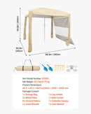 VEVOR pludmales kabana 2,4 × 2,4 m ar sānu sienu, UPF 50+ aizsardzība, viegli uzstādāma nojume ar smilšu kabatām, regulējams augstums, pārnēsājama saules aizsardzības telts ģimenei un draugiem, haki krāsa