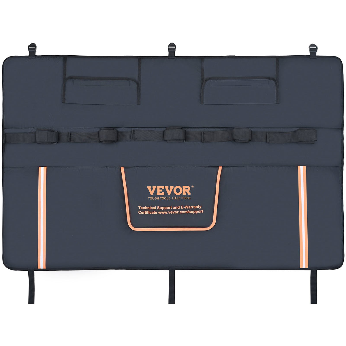 VEVOR Bicycle Carrier for Truck Bed Tailgate, 135 cm – Fits 5 Mountain Bikes, with Reflective Straps, Tool Pockets and Camera Opening, Suitable for Mid-Size Pickups