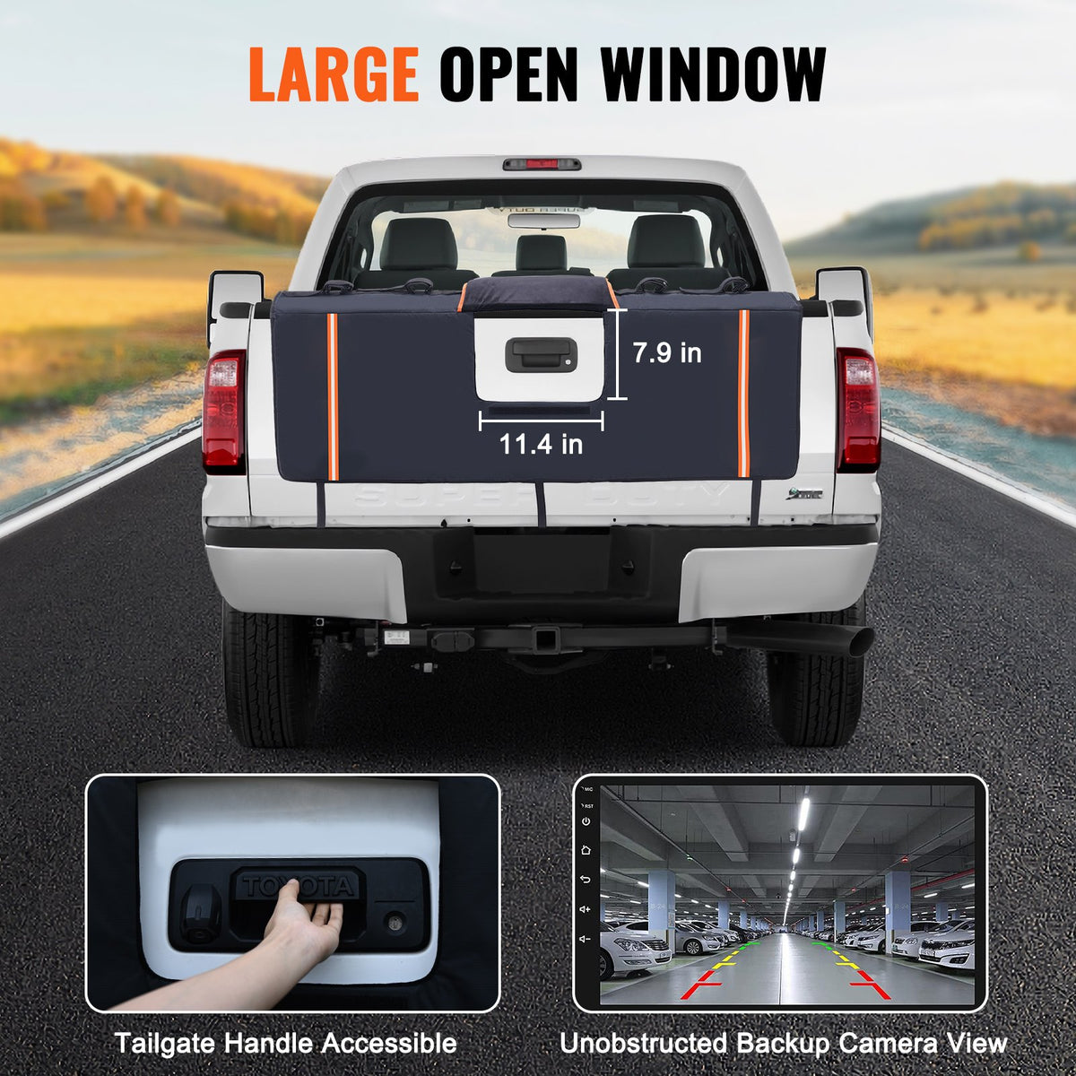 VEVOR Bicycle Carrier for Truck Bed Tailgate, 135 cm – Fits 5 Mountain Bikes, with Reflective Straps, Tool Pockets and Camera Opening, Suitable for Mid-Size Pickups