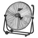 VEVOR industriālais grīdas ventilators 61 cm, 7500 CFM augstas veiktspējas gaisa plūsma, alumīnija lāpstiņas, 3 ātrumi, 360° regulējams slīpums, piemērots darbnīcām, noliktavām, garāžām un komerctelpām, melns