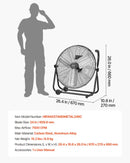 VEVOR industriālais grīdas ventilators 61 cm, 7500 CFM augstas veiktspējas gaisa plūsma, alumīnija lāpstiņas, 3 ātrumi, 360° regulējams slīpums, piemērots darbnīcām, noliktavām, garāžām un komerctelpām, melns