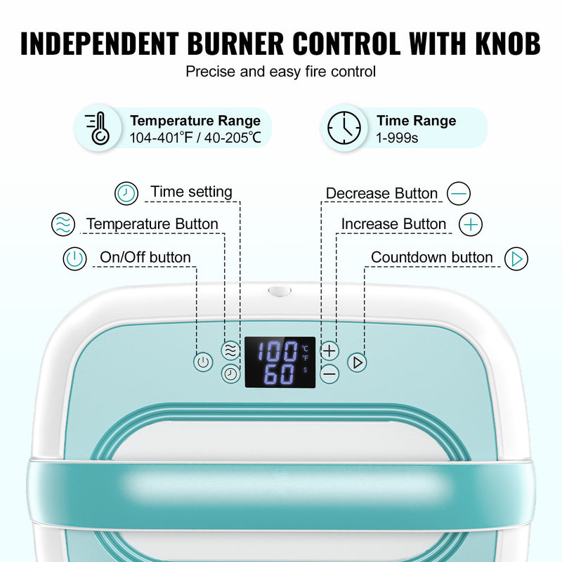 VEVOR  pārnēsājamā termoprese 30 x 25 cm, zaļa + balta
