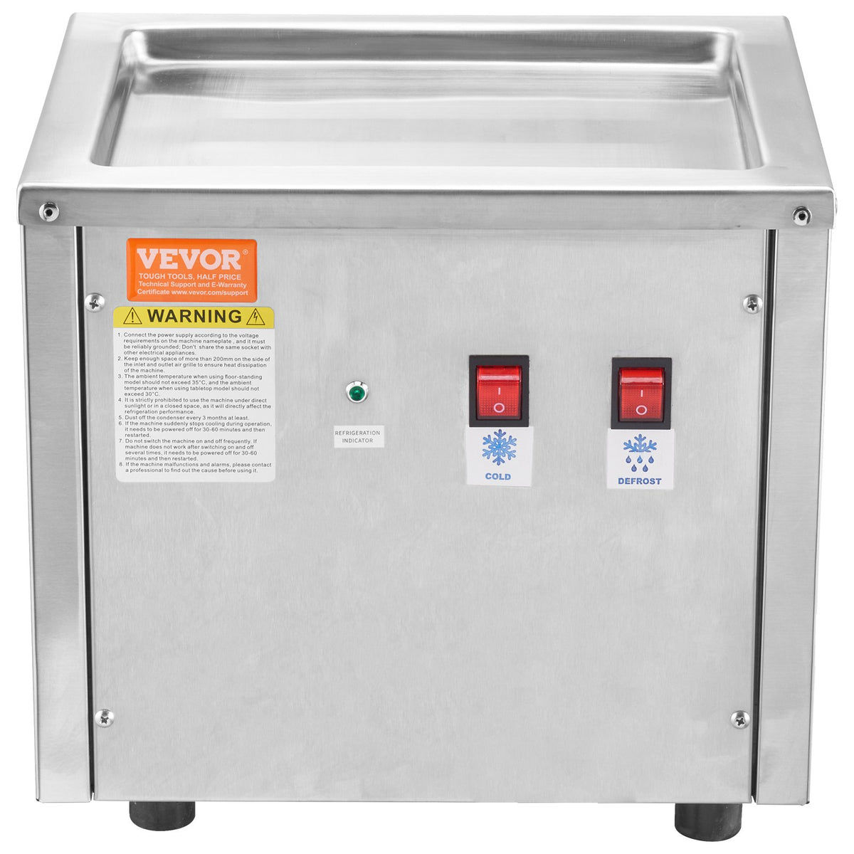 VEVOR Rolled Ice Cream Machine with 28 × 24 cm Pan