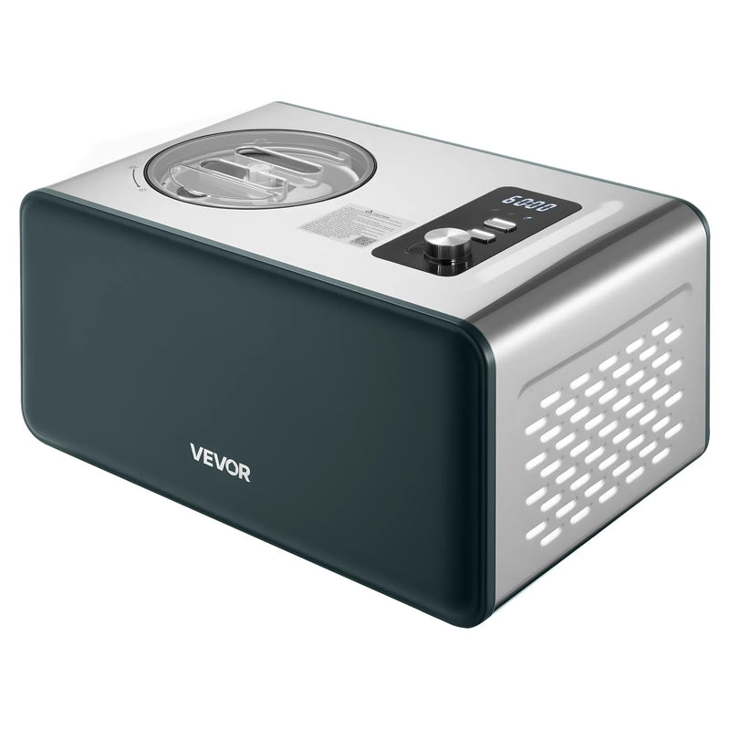 Automātiskā saldējuma mašīna ar iebūvētu kompresoru, 1,5 L elektriskā gelato un sorbeta gatavotāja ar 3 režīmiem mājas virtuvei