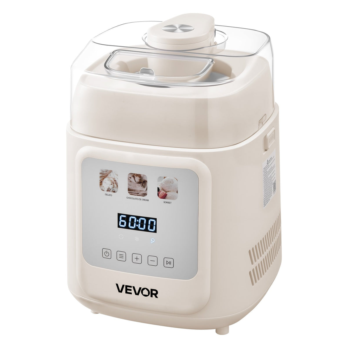 VEVOR Automatic Ice Cream Machine 1 L with Compressor, Vertical, 4 Modes, for Gelato and Sorbet, Home Use