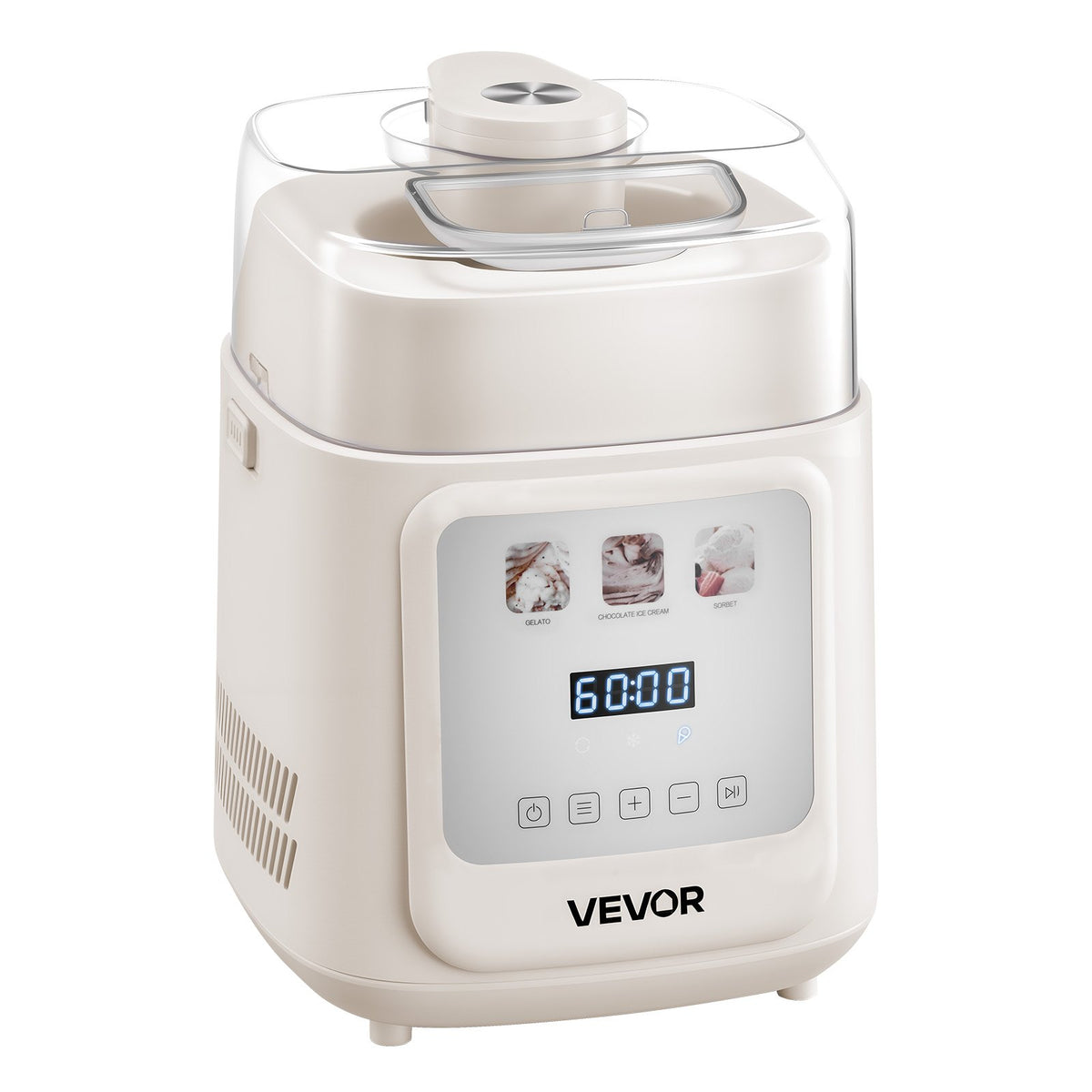 VEVOR Automatic Ice Cream Machine 1 L with Compressor, Vertical, 4 Modes, for Gelato and Sorbet, Home Use