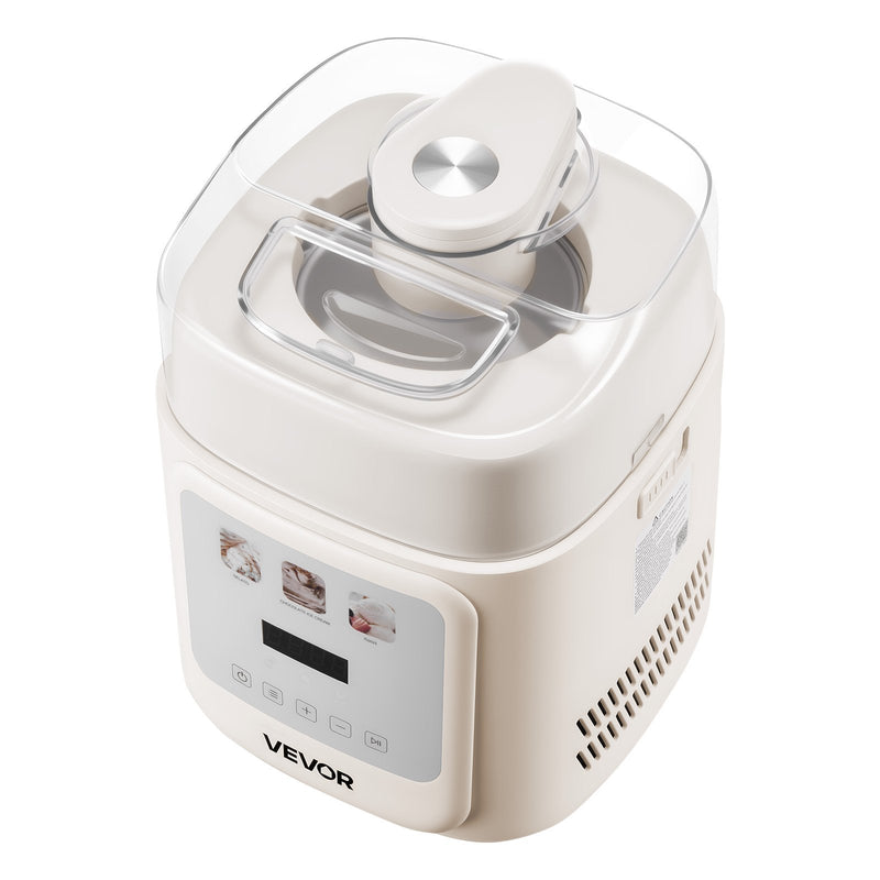 Vertikālā automātiskā saldējuma mašīna ar iebūvētu kompresoru, 1 l gelato un saldēta jogurta aparāts bez iepriekšējas sasaldēšanas, elektriskā sorberta mašīna ar 4 režīmiem, mājai